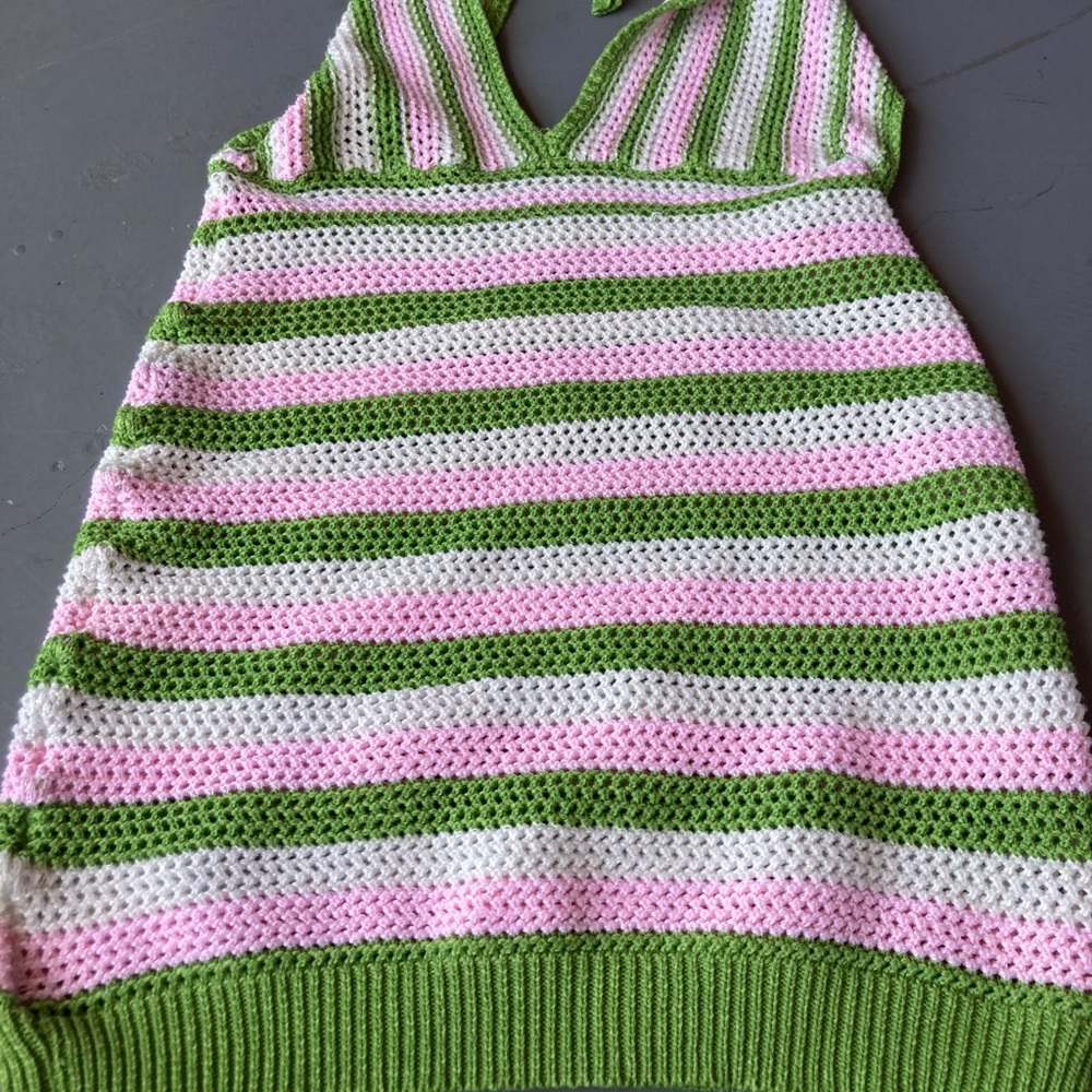 Crochet halter mini dress